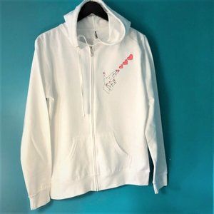 EMBROIDERED WHITE HODDIE with Kangaroo Pockets